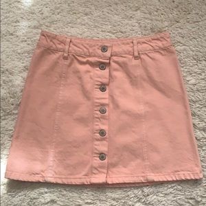 Forever 21 Peach Button Front Denim Skirt